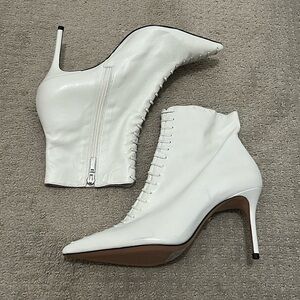 SCHUTZ White Lace-Up Heeled Boots